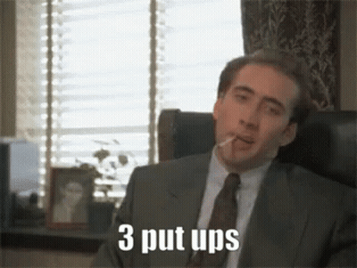 Man In Suit Smoking Cigarette Saying 3 Put Ups GIF