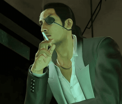 Man In Suit Smoking Cigarette With Eye Patch GIF