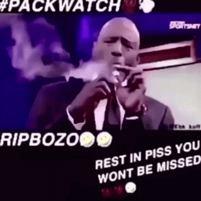 Man In Suit Smoking Saying Rip Bozo Rest In Piss GIF