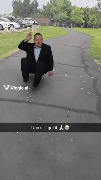 Man In Suit Squatting Unc Still Got It GIF