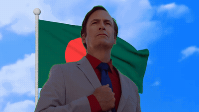 Man In Suit Standing Before Bangladesh Flag GIF
