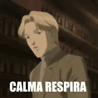 Man In Suit Standing Before Shelf Saying Calma Respira GIF