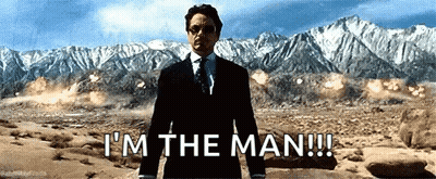 Man In Suit Standing In Desert Says I'm The Man GIF