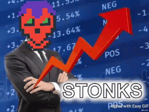 Man In Suit Standing In Front Of Graph Saying Stonks GIF