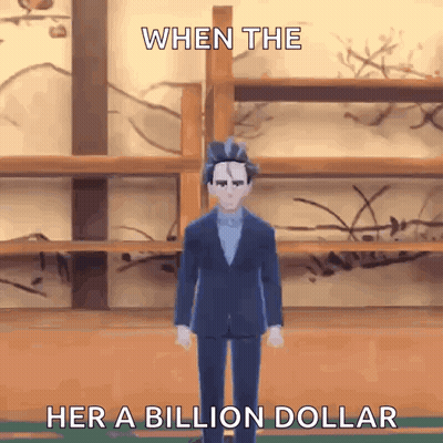 Man In Suit Standing In Front Of Shelf Saying When The Her A Billion Dollar GIF