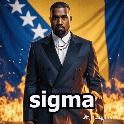 Man In Suit Standing In Front Of Sigma Flag GIF