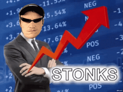 Man In Suit Standing In Front Of Stonks Chart GIF