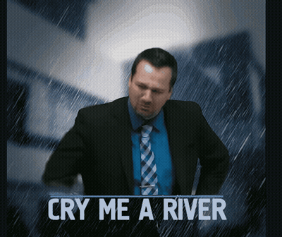 Man In Suit Standing In Rain Saying Cry Me A River GIF