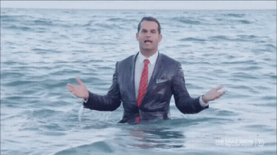 Man In Suit Standing In Water Daily Show GIF