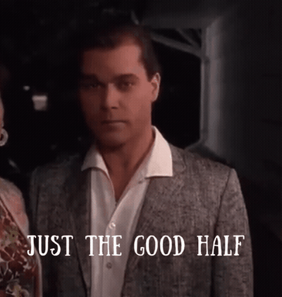 Man In Suit Standing Next To Woman Just The Good Half GIF