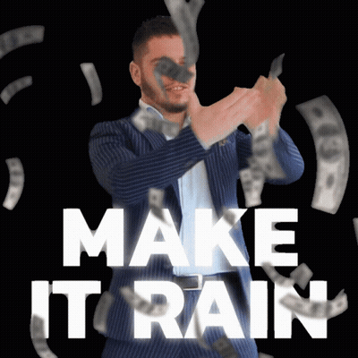 Man In Suit Surrounded By Money GIF