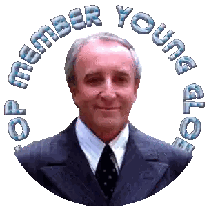 Man In Suit Surrounded By Remember Young George Sticker