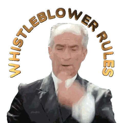 Man In Suit Surrounded By Whistleblower Rules Sticker