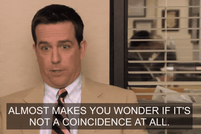 Man In Suit Talking About Almost Making You Wonder If It's Not A Coincidence At All GIF