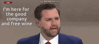 Man In Suit Talking About Company And Free Wine GIF