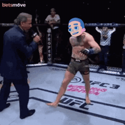 Man In Suit Talking Into Microphone Beside Boxing Ring Cartoon GIF
