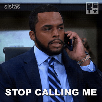 Man In Suit Talking On Cell Phone Saying Stop Calling Me GIF