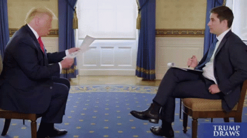 Man In Suit Talking To Another Man Trump Draws GIF