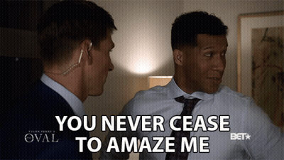 Man In Suit Talking To Another Saying You Never Cease To Amaze Me GIF