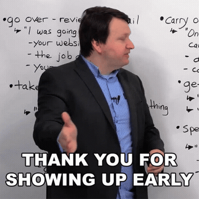 Man In Suit Thank You Showing Up Early GIF