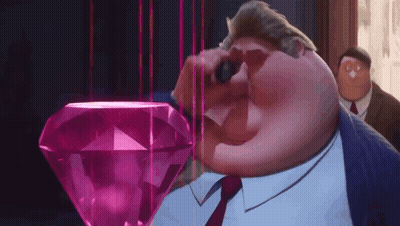 Man In Suit Using Binoculars On Pink Diamond GIF