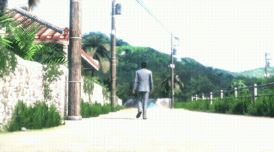 Man In Suit Walking Dirt Road GIF