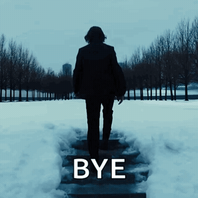 Man In Suit Walking Down Snow Stairs Bye GIF