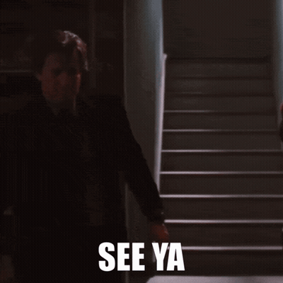 Man In Suit Walking Down Stairs Saying See Ya GIF