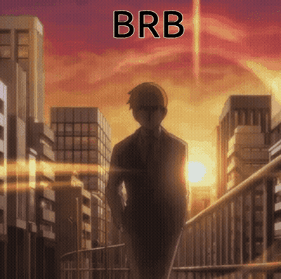 Man In Suit Walking In City With BRB GIF