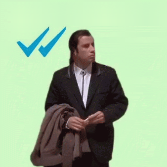 Man In Suit Walking Jacket Over Shoulder Check Mark GIF