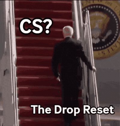 Man In Suit Walking Up Red Stairs CS The Drop Reset GIF