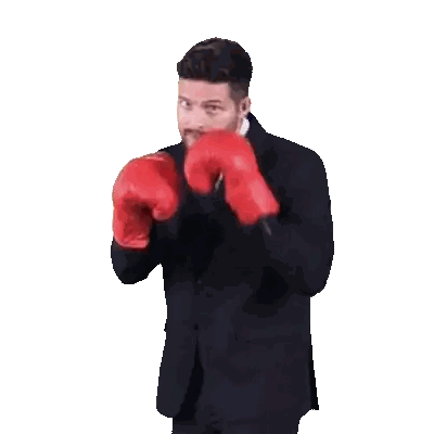 Man In Suit Wearing Red Boxing Gloves Sticker