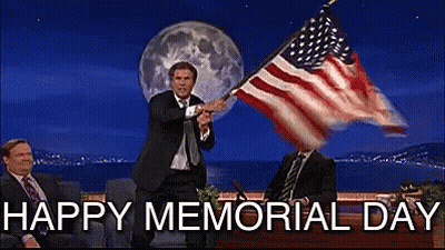 Man In Suit With American Flag, Full Moon, Happy Memorial Day GIF
