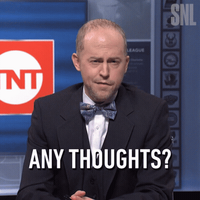 Man In Suit With Bow Tie Says Any Thoughts GIF