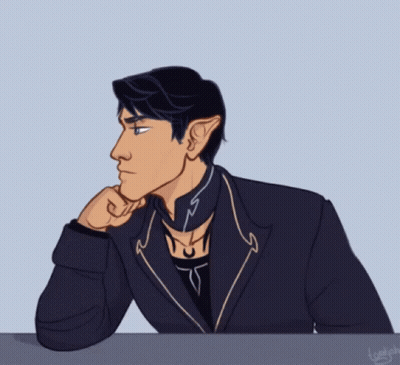 Man In Suit With Crescent Moon Collar GIF