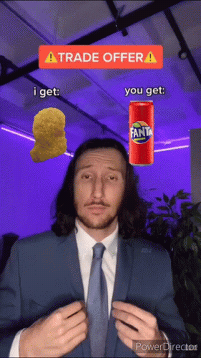 Man In Suit With Fanta Can GIF