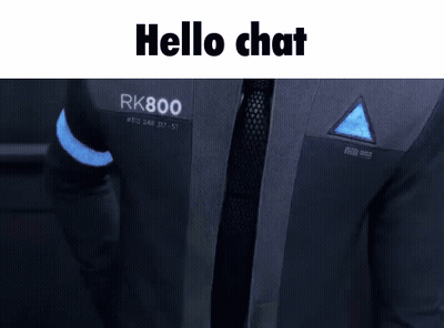Man In Suit With Hello Chat On Jacket GIF