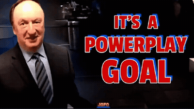 Man In Suit With It's A Powerplay Goal GIF