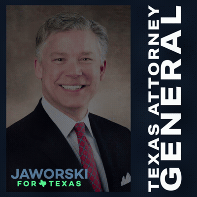 Man In Suit With Jaworski For Texas Sign GIF