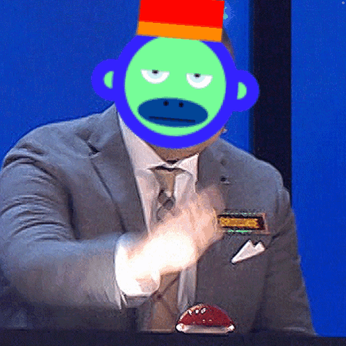Man In Suit With Monkey Face On Head GIF