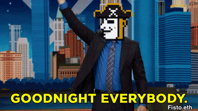 Man in Suit With Pirate Hat Says Goodnight Everybody