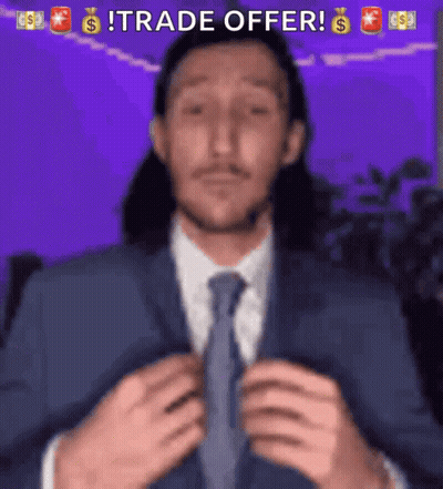 Man In Suit With Ponytail Says Trade Offer GIF