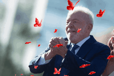 Man In Suit With Red Butterflies GIF