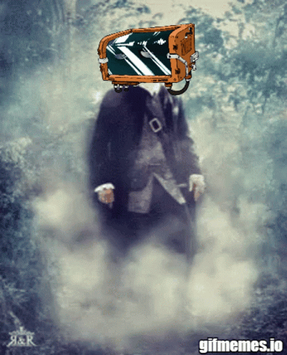 Man In Suit With Suitcase On Head Gifmemes.io GIF