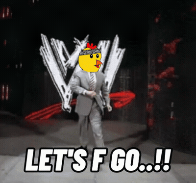 Man In Suit With Yellow Chicken On Head Saying Let's F Go GIF