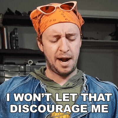 Man In Sunglasses And Bandana Says I Won't Let That Discourage Me GIF