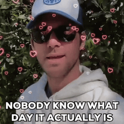 Man in Sunglasses and Baseball Cap Says Nobody Know What Day It Actually Is