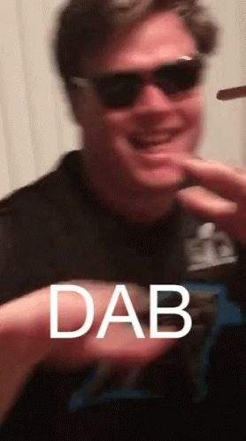Man In Sunglasses And Black Shirt Dab Written On Hand GIF