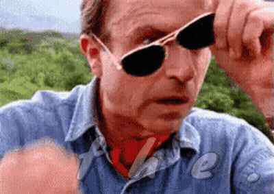 Man In Sunglasses And Blue Shirt Saying Fake GIF