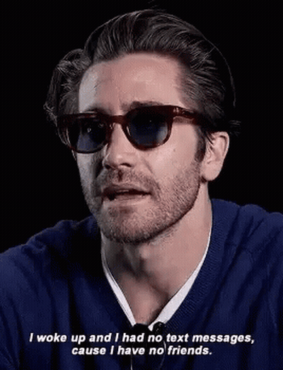 Man In Sunglasses And Blue Sweater Saying No Friends GIF